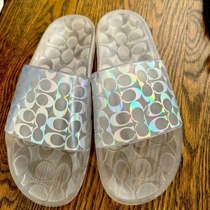 COACH iridescent slides size 8